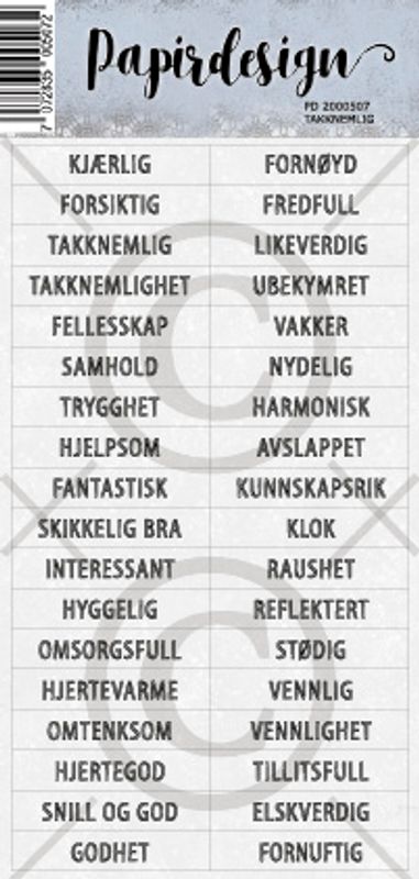 Papirdesign - Klistremerker - 2000507 - Takknemlig