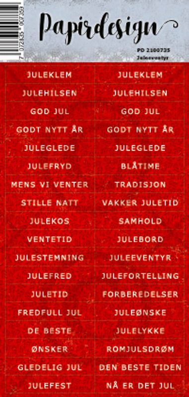 Papirdesign - Klistremerker - 2100735 - Juleeventyr, rød