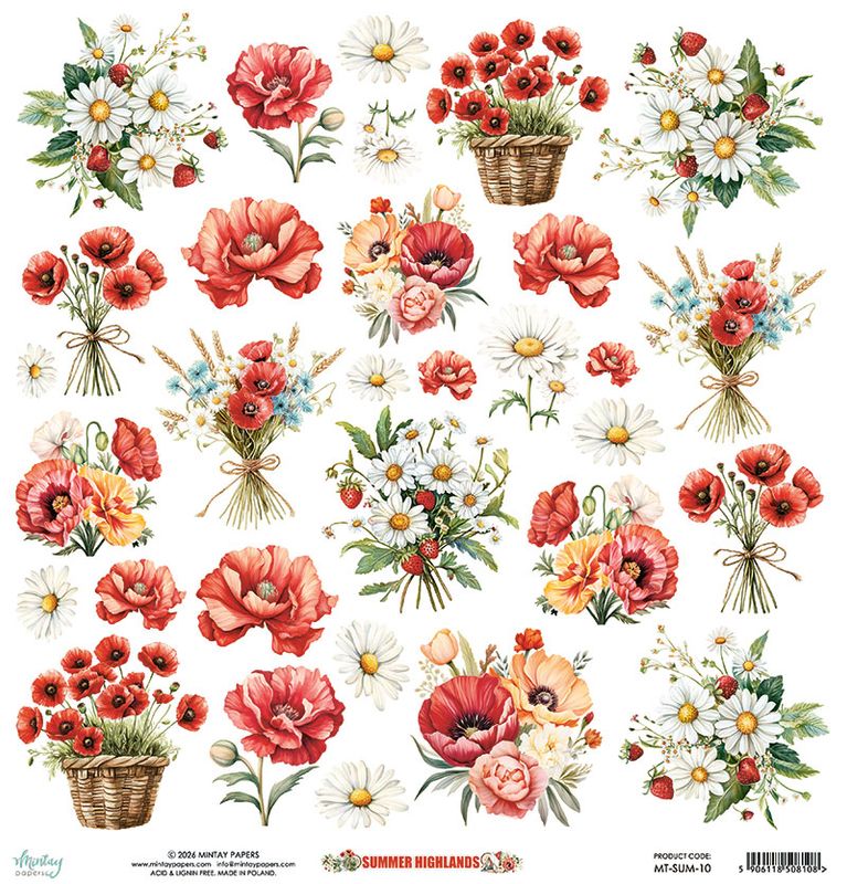 Mintay - SUM - 12x12 - Summer Highlands - 10 - Die-Cut Sheet - Flora