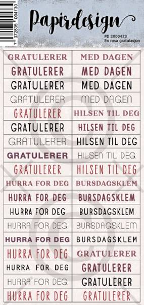Papirdesign - Klistremerker - 2000473 - En rosa gratulasjon