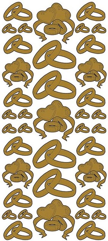 Klistremerker - 0078 - Outline stickers - hjerter / ringer -Gull