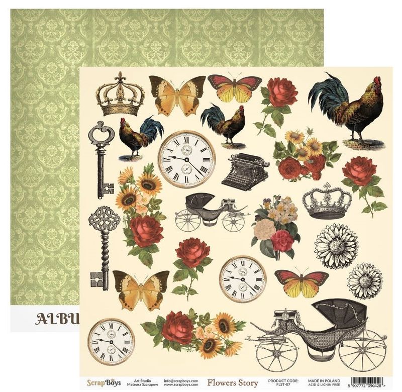 ScrapBoys - Flowers Story - 12x12 - FLST-07 - Die Cut Sheet