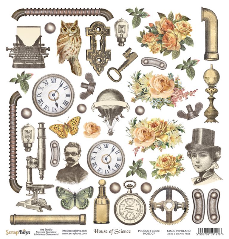 ScrapBoys - House of Science - 12x12 - HOSC-07 Die Cut sheet