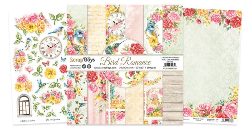 ScrapBoys - Bird Romance - 12x12 - Paper Pack
