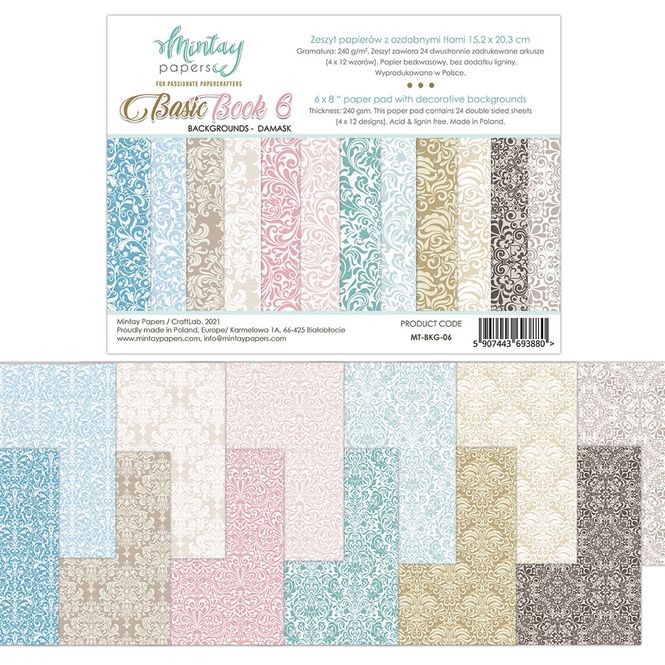 Hovedbilde Mintay - 6x8 paper pad - Basic Book 06 - Backgrounds - Damask