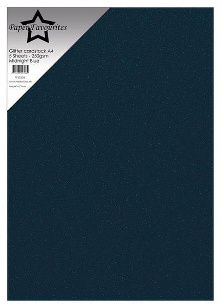 Paper Favourites - A4 - Glitter Cardstock - 206 - Midnight Blue - 5pk