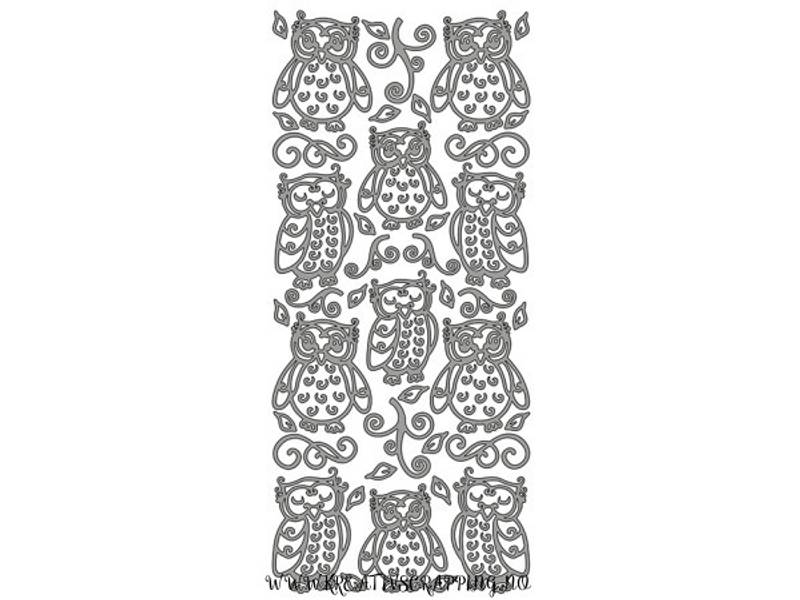 Klistremerker - 0091 - Outline stickers - Ugle - Sølv