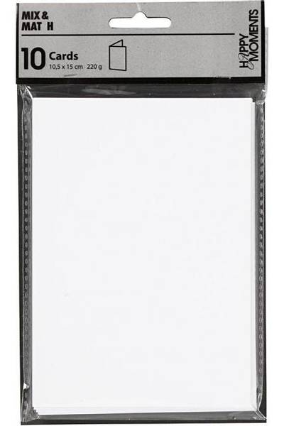 Happy Moments - Kort 10,5x15 cm - 220g - Hvit - 10 stk