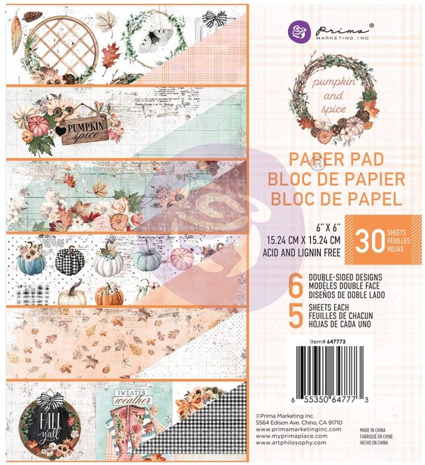 Hovedbilde Prima - 647773 - 6x6 Paper Pad - Pumpkin & Spice