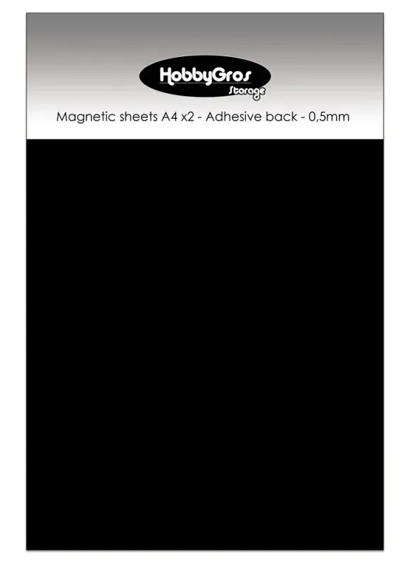 HobbyGros - Storage - Magnetic Sheets - A4 - Adhesive Back - 0,5mm - 2pk