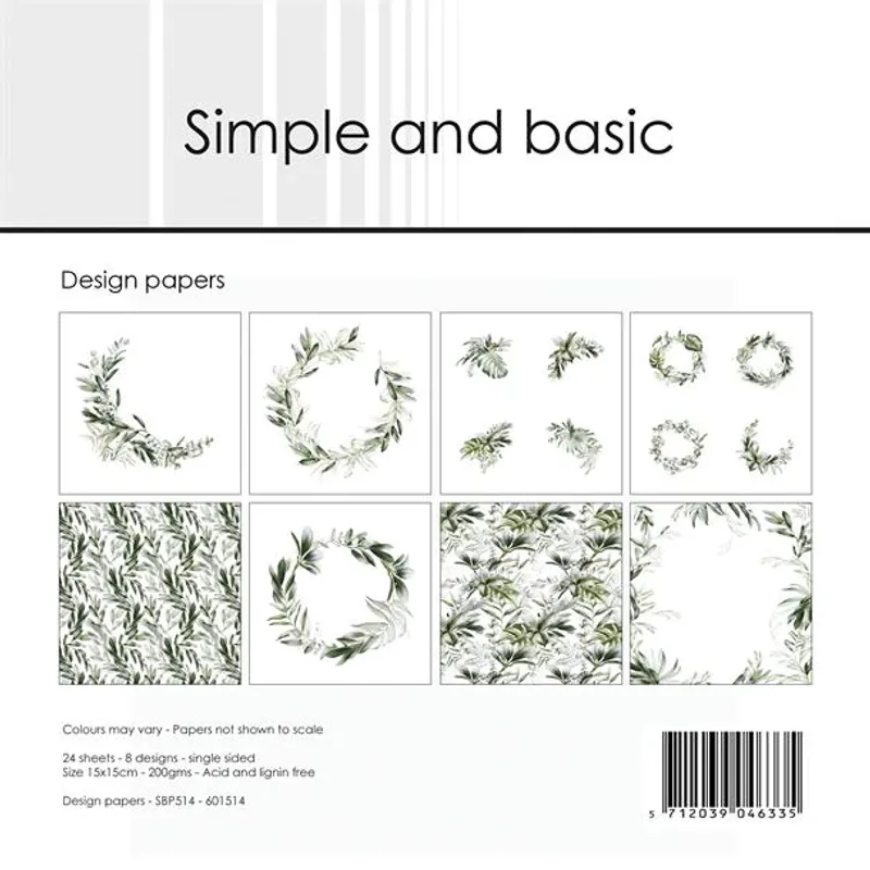 Simple and basic - SBP514 - Paper Pack - 15x15cm - Green Softnes