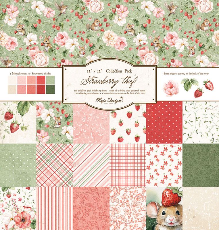 Maja Design - 1444 - Strawberry thief - 12x12 Paper Pack - inkl monochromes