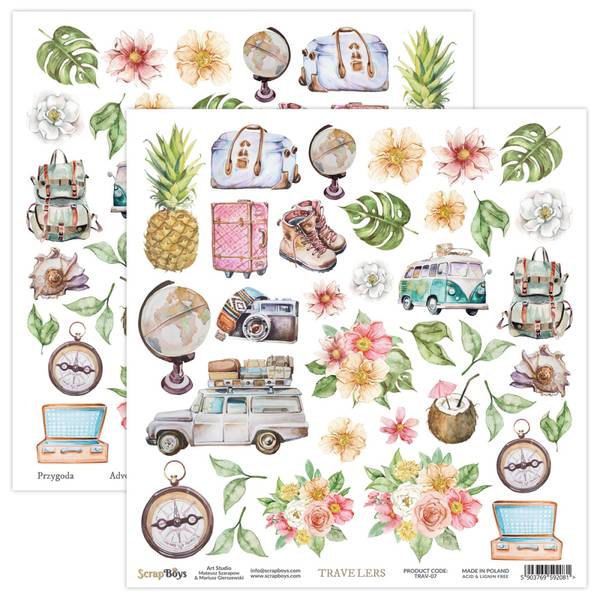ScrapBoys - Travelers - 12x12 - TRAV-07 Die cut sheets