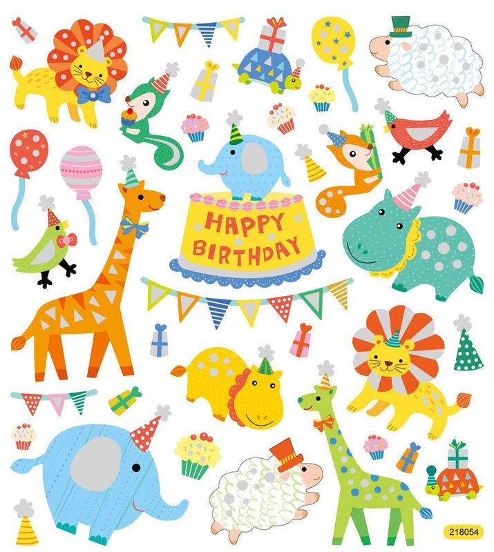 Creotime - Stickers - 27183 - Dyreorkester m/ glitter (Bursdag)