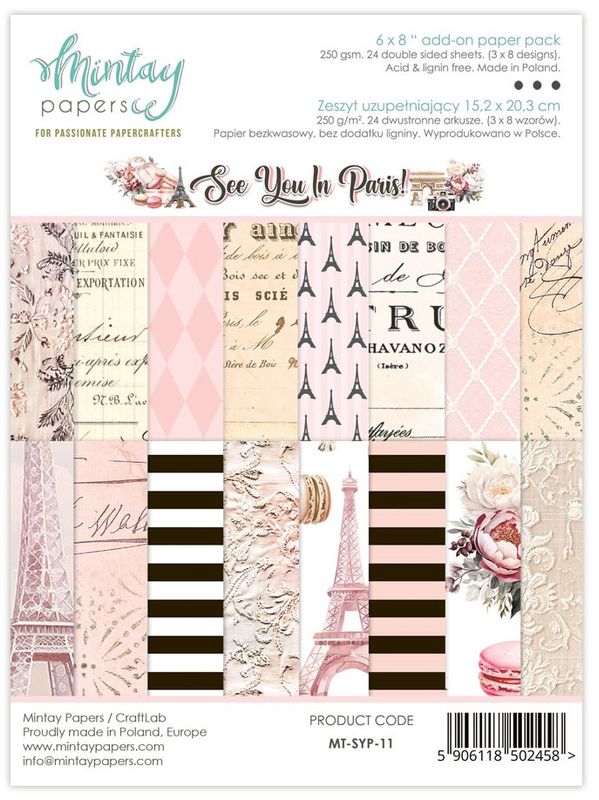 Mintay - SYP - 6x8 Add on Paper Pack - See You In Paris