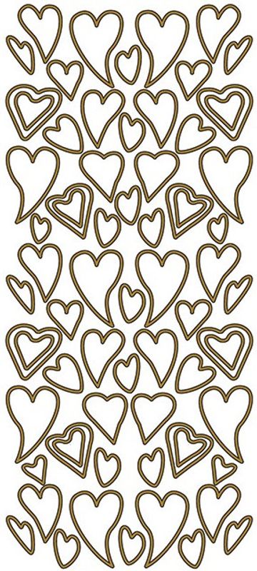 Creotime - Outline stickers - 170104 - Skjeve hjerter - Gull