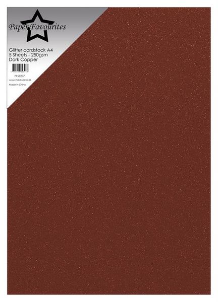 Paper Favourites - A4 - Glitter Cardstock - 207 - Dark Copper - 5pk