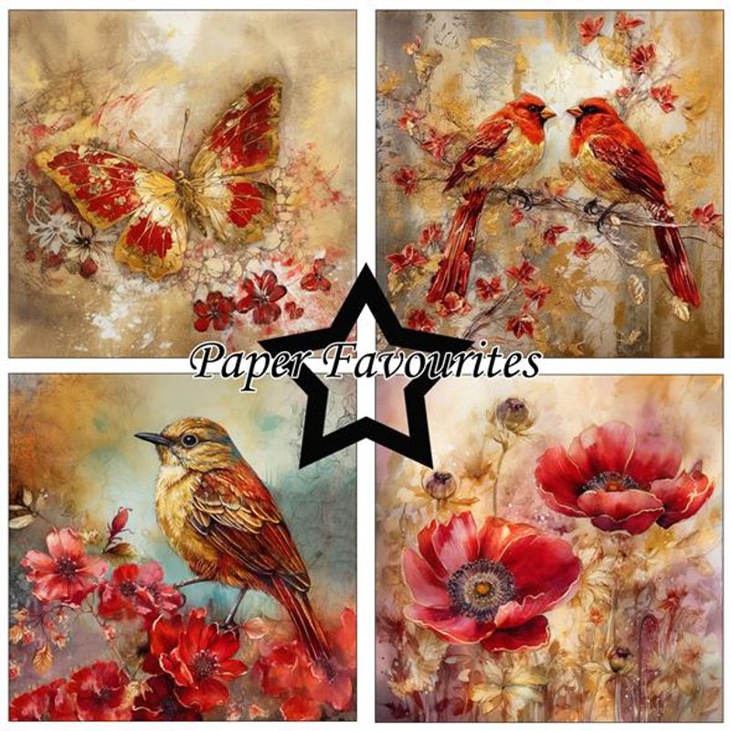 Paper Favourites - 6x6 Paper Pad - PF278 - Red and Gold