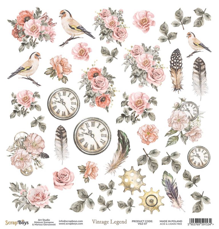 ScrapBoys - Vintage Legend - 12x12 - VILE-07 - Die Cut Sheet