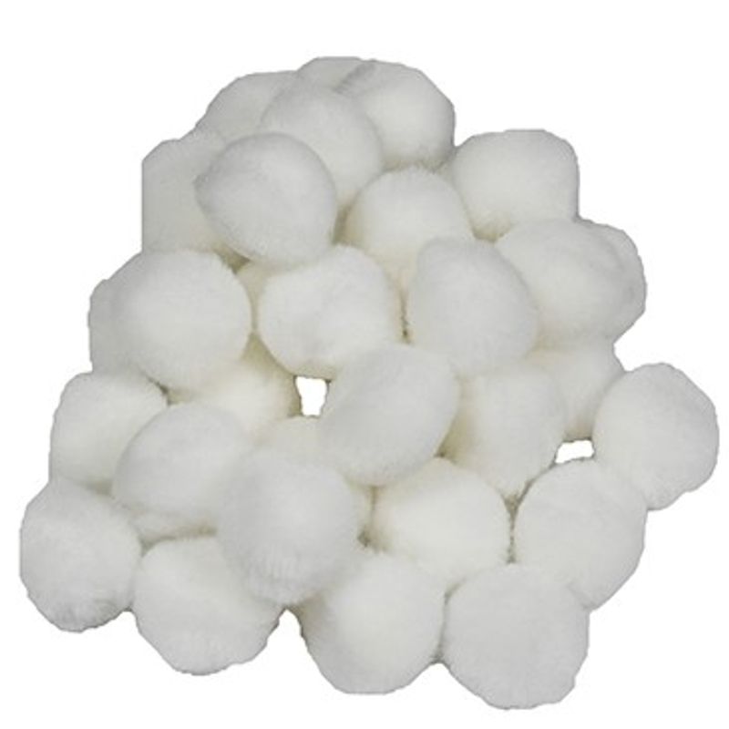 Pomponger mini - 10mm - 65 stk - Hvit