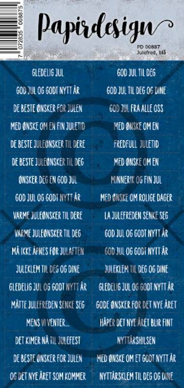 Papirdesign - Klistremerker - 00887 - Julefred, blå