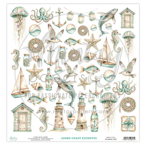 Hovedbilde Mintay - 12x12 - Basic Elements - A05 - Azure Coast - Fussy Cut Sheet