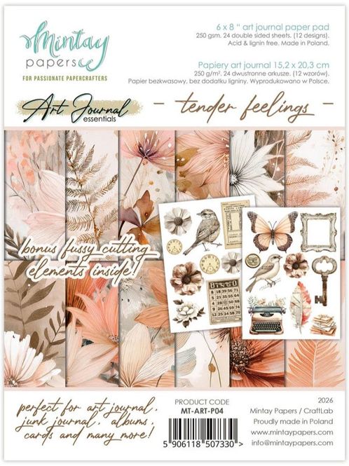 Hovedbilde Mintay - 6x8 paper pad - Art journal - P04 - Tender Feelings