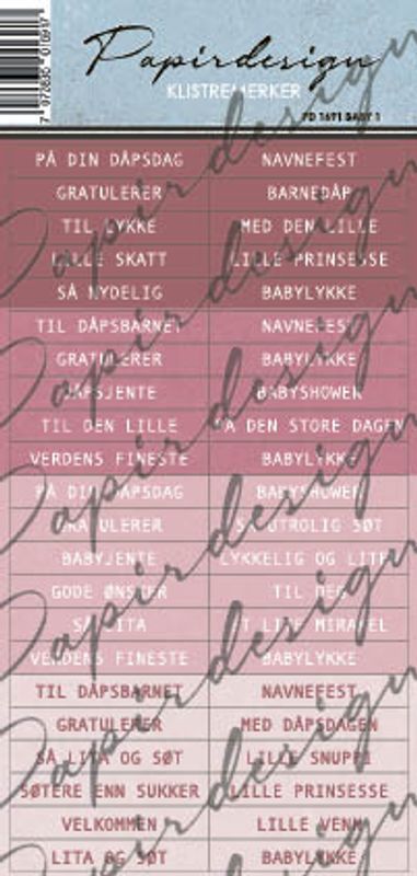 Papirdesign - Klistremerker - 1691 - Baby 1