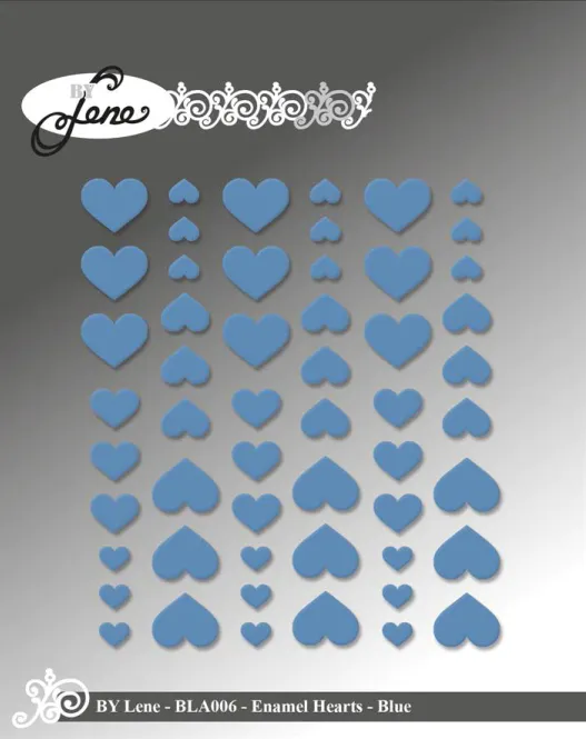 Hovedbilde By Lene - BLA006 - Enamel Hearts - Blue - 54 stk