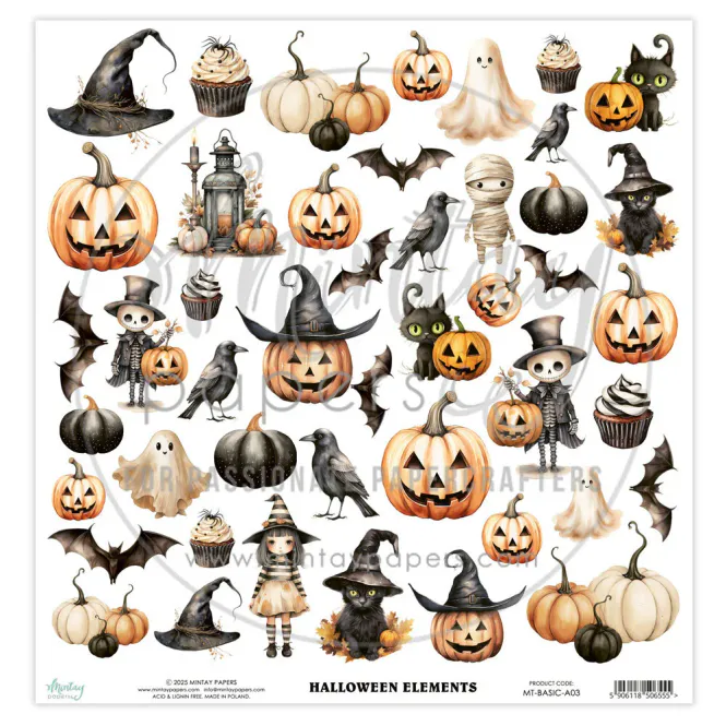 Hovedbilde Mintay - 12x12 - Basic Elements - A03 - Halloween - Fussy Cut Sheet