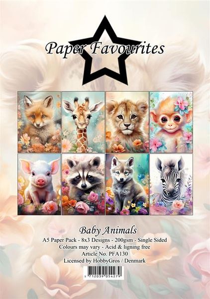 Paper Favourites - A5 Paper Pack - PFA130 - Baby Animals