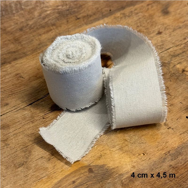 Papirdesign - PD 1391- Bomullsbånd - Rull - 4 cm x  4,5 m - 02 Grå
