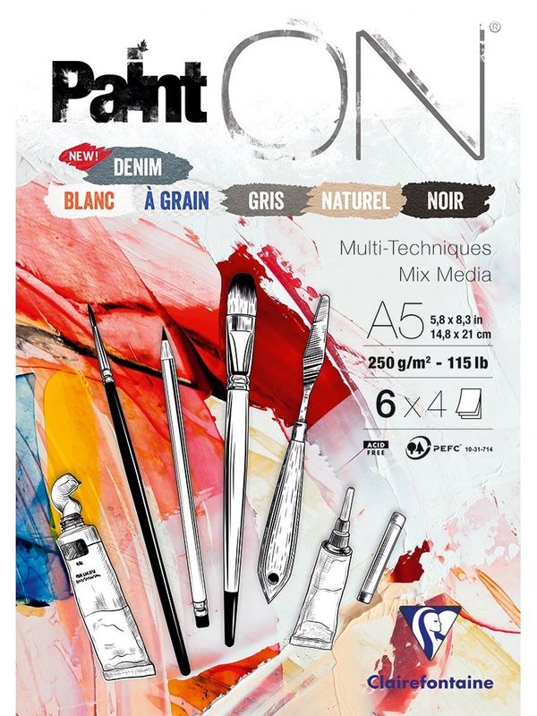 Clairefontaine - PaintON Mix Media paper 250g - Mix No6 A5 -24pk