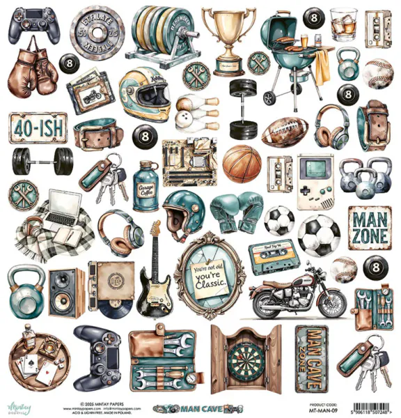 Mintay - MAN - 12x12 - Man Cave - 09 Die-Cut sheet