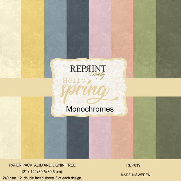 Reprint - 12x12 - REP019 - Hello Spring Monochromes - Paper Pack