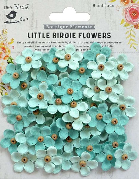 Little Birdie - Handmade Flowers - Beaded Blooms - Arctic Ice - 50 stk