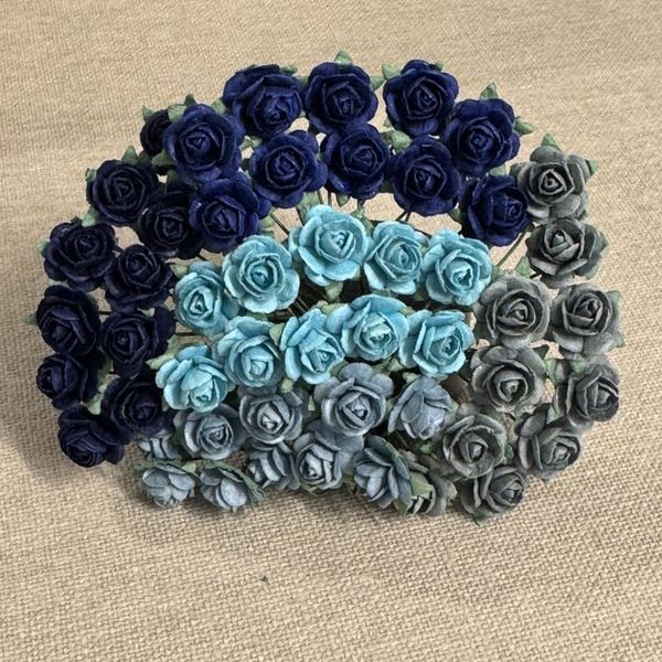 Papirdesign - Roser - 1,2cm - Blå -> Blå miks