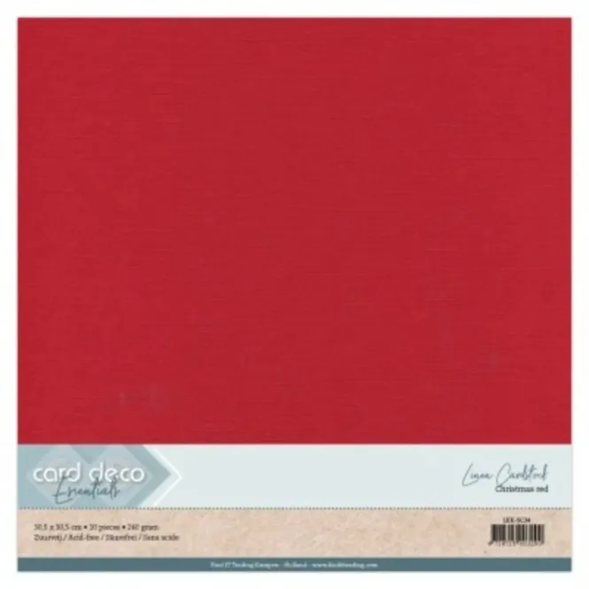 Hovedbilde Linen Cardstock - 240g - 12x12 - SC34 - Christmas Red - 10 pk