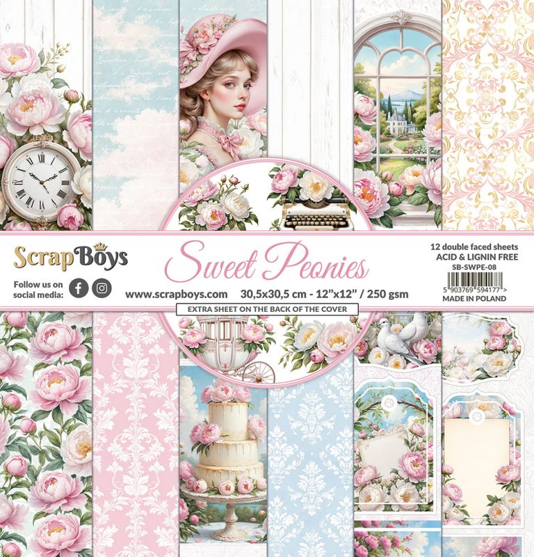ScrapBoys - Sweet Peonies - 12x12 - Paper Pack