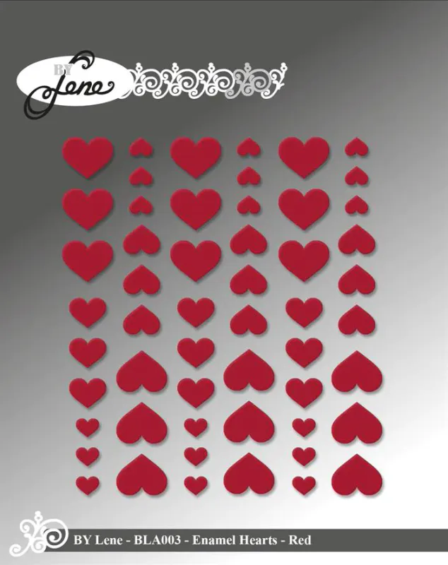 By Lene - BLA003 - Enamel Hearts - Red - 54 stk