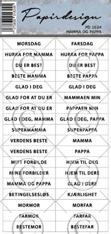 Papirdesign - Klistremerker - 1624 -  Mamma og pappa