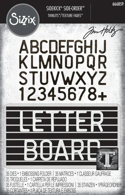 Sizzix - Thinlits - 666859 - Vault Letterboard +2D Texture Fades