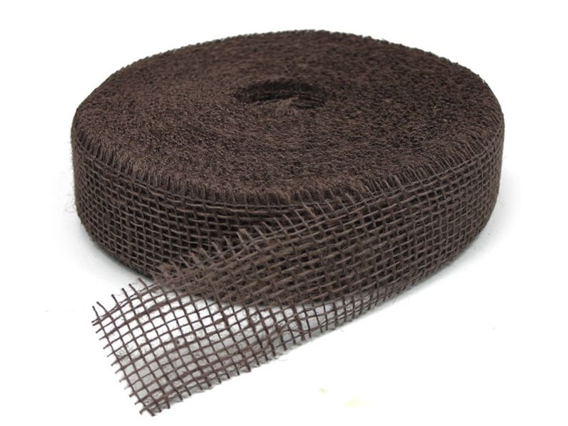 Sizoband - Jute Ribbon - Bredde 5 cm - Mørk Brun - Metervare