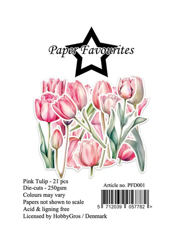 Paper Favourites - Ephemera Die-Cuts - PFD001 - Pink Tulip - 21pcs