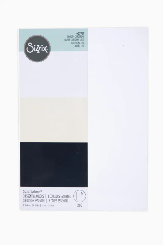 Sizzix - Smooth Cardstock - A4 - 270 g - White/Ivory/Black -60pk