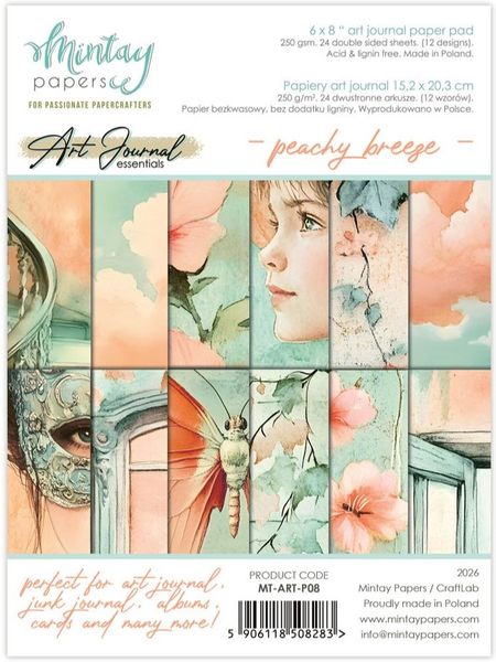 Mintay - 6x8 paper pad - Art journal - P08 - Peachy Breeze