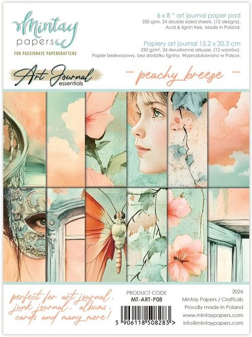 Hovedbilde Mintay - 6x8 paper pad - Art journal - P08 - Peachy Breeze