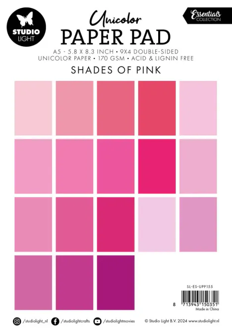 Hovedbilde Studio Light - PP155 - Unicolor Paper Pad A5 - Shades Of Pink
