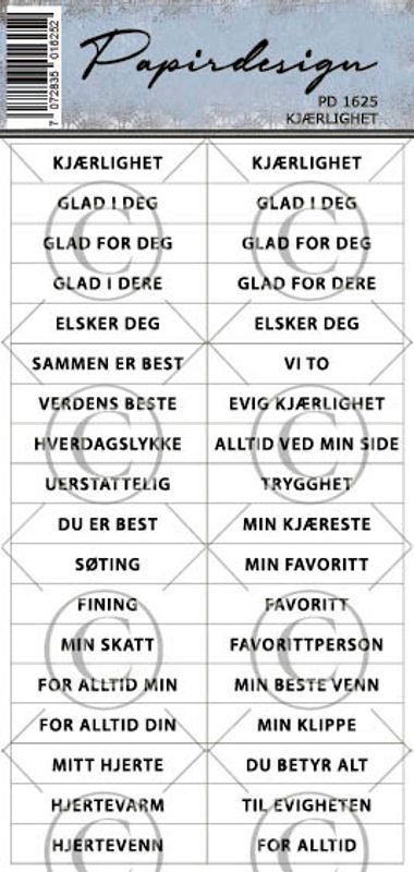 Papirdesign - Klistremerker - 1625 -  Kjærlighet