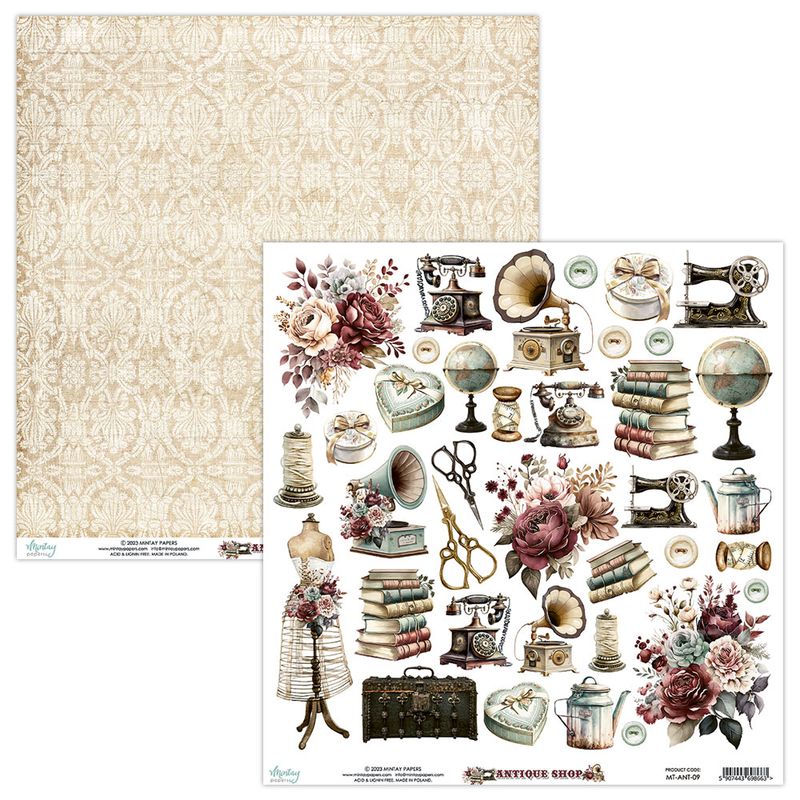 Mintay - ANT - 12x12 - Antique Shop - 09 Die Cut Sheet